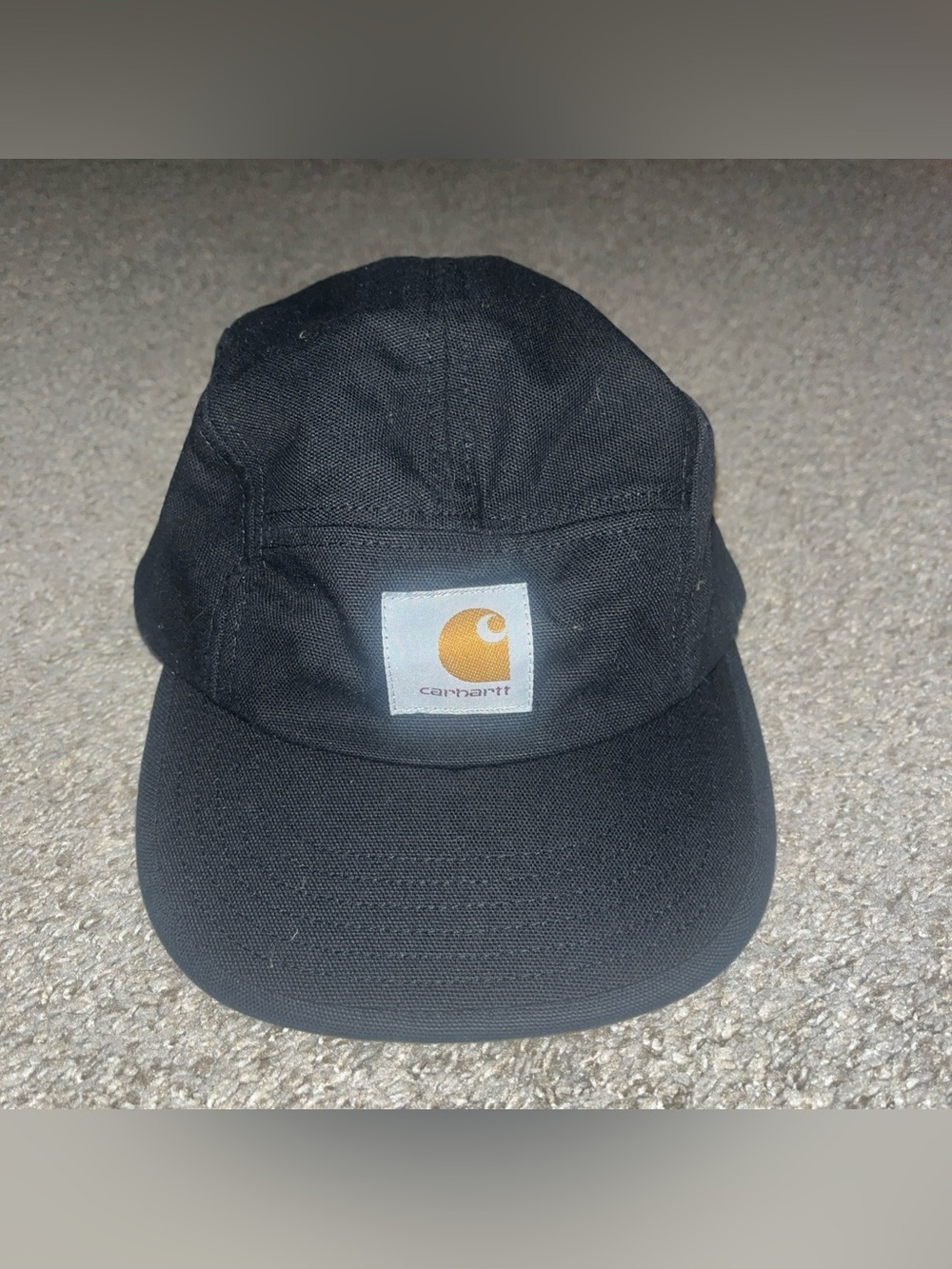 Carhartt 5-Panel Backley Hat Black Work In Progress Logo Work Wear Canvas OSFA